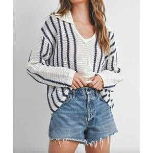 NEW BUTTERMELON stripe sweater in navy/cream